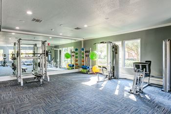 24-Hour fitness center featuring cardio and strength training equipment